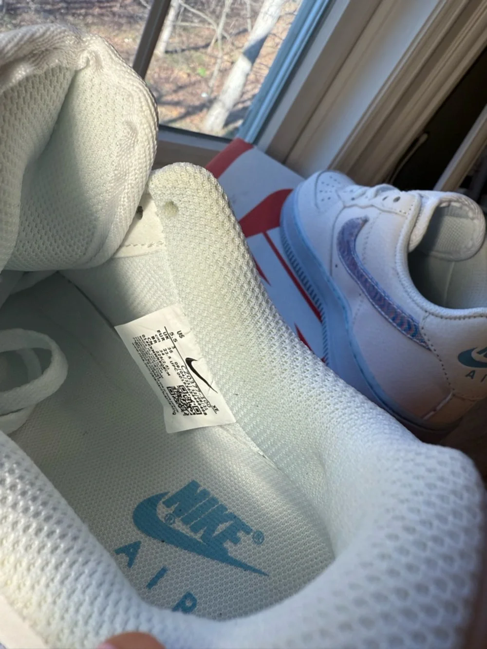 Nike Air Force 1 "Hydrogen Blue" with Psychedelic Swooshes - Picture 8 of 9